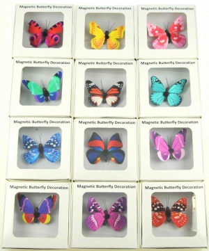 Code: 3000: Boxed Butterfly Magnets - 25 Designs -  (Pack Size 50) Price Breaks Available